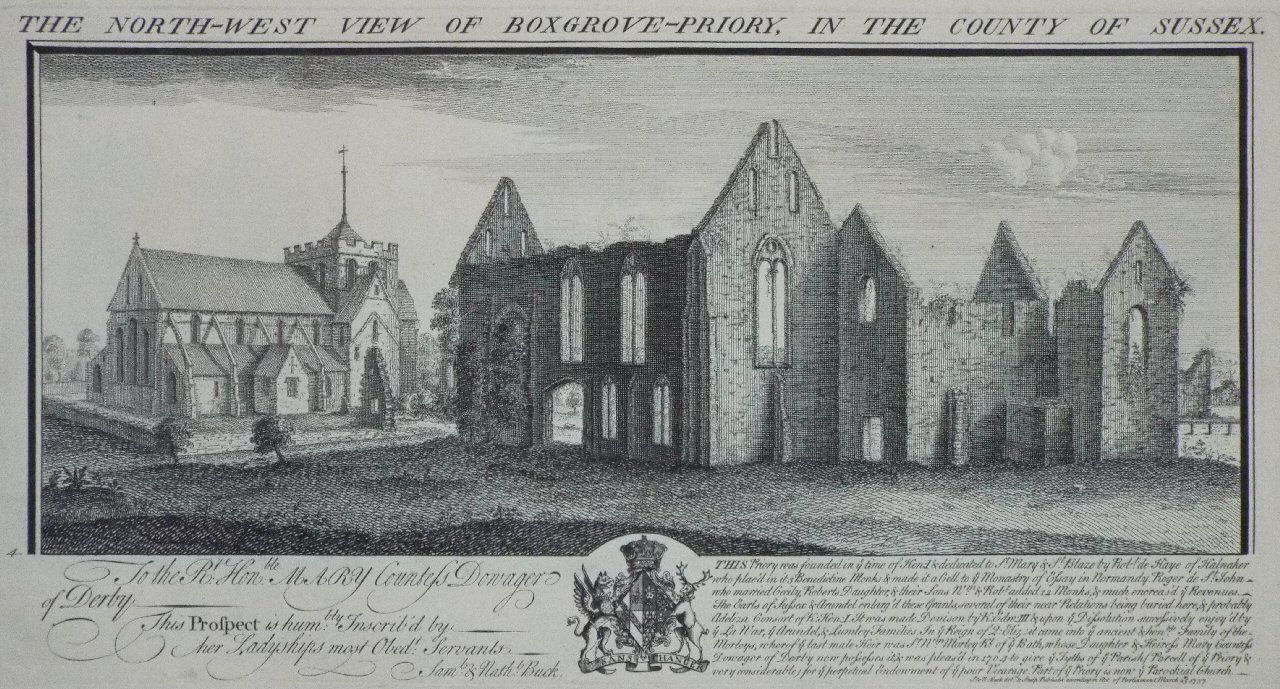 Print - The North-West View of Boxgrove Priory, in the County of Sussex. - Buck